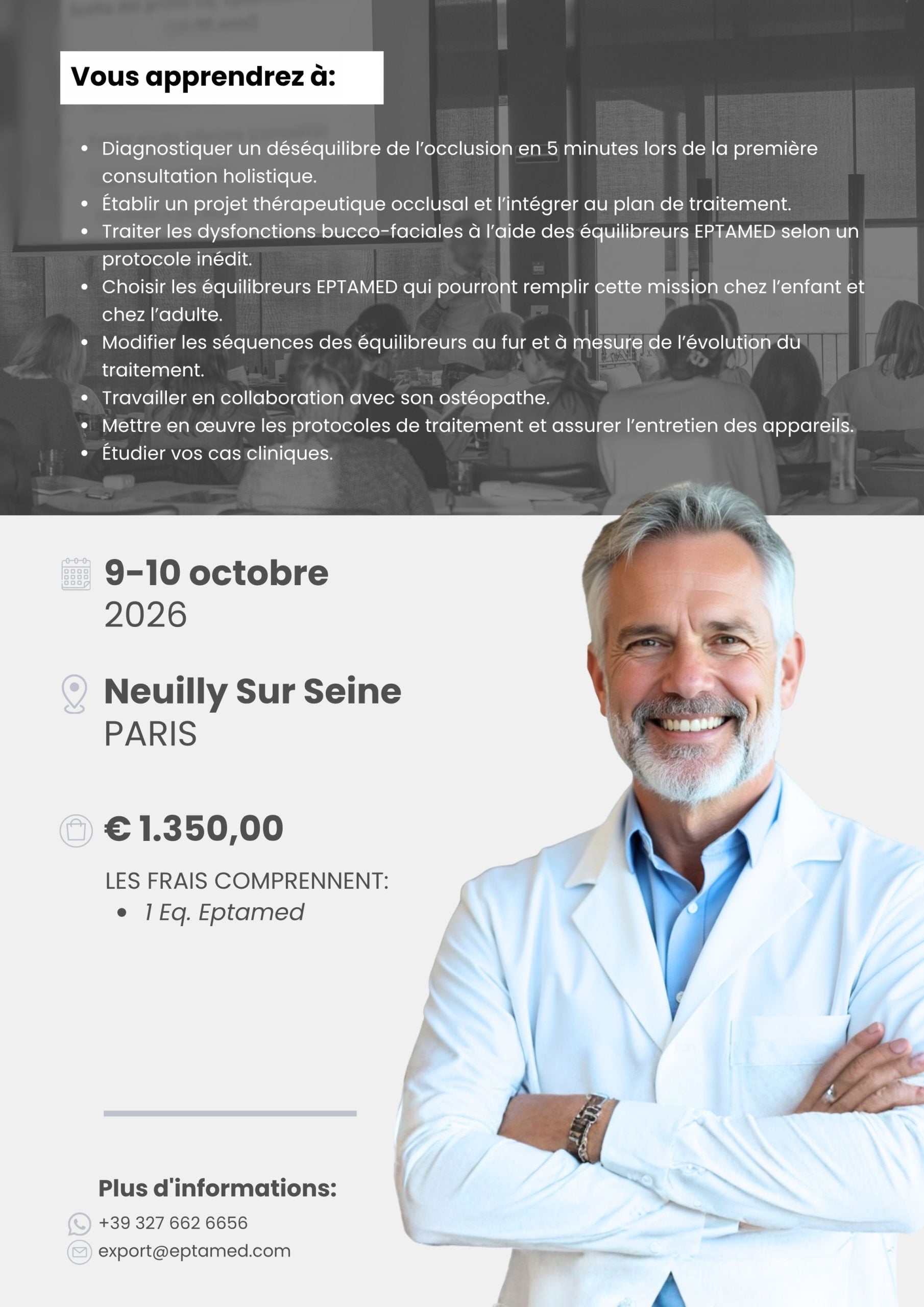 Cours d'Ortho-Occlusodontie Fonctionnelle – Paris 9-10 octobre 2026 – informations pratiques
